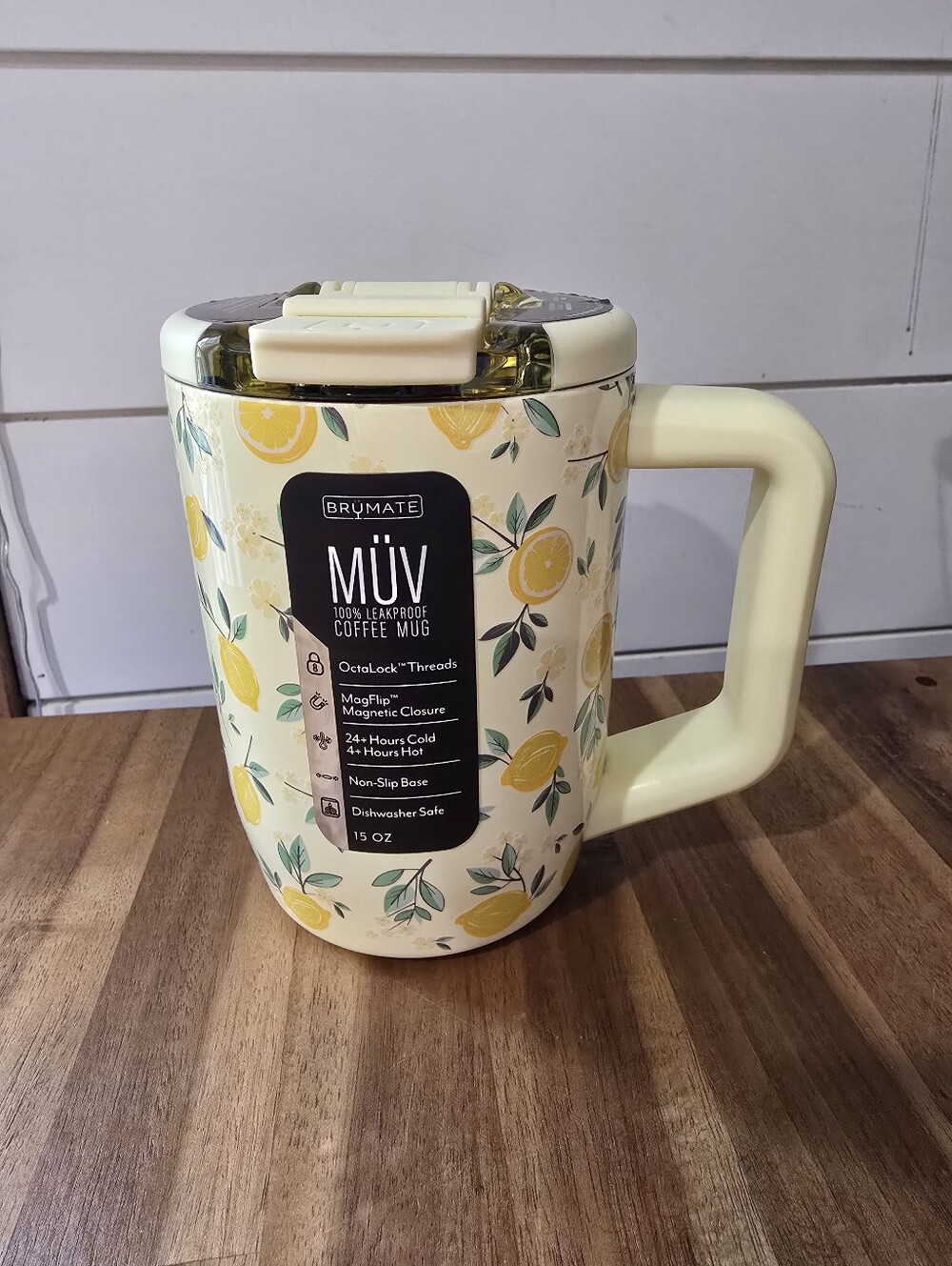 Brumate Muv 15oz Lemon Print Travel Mug with Handle and Lid - Picture 2 of 9